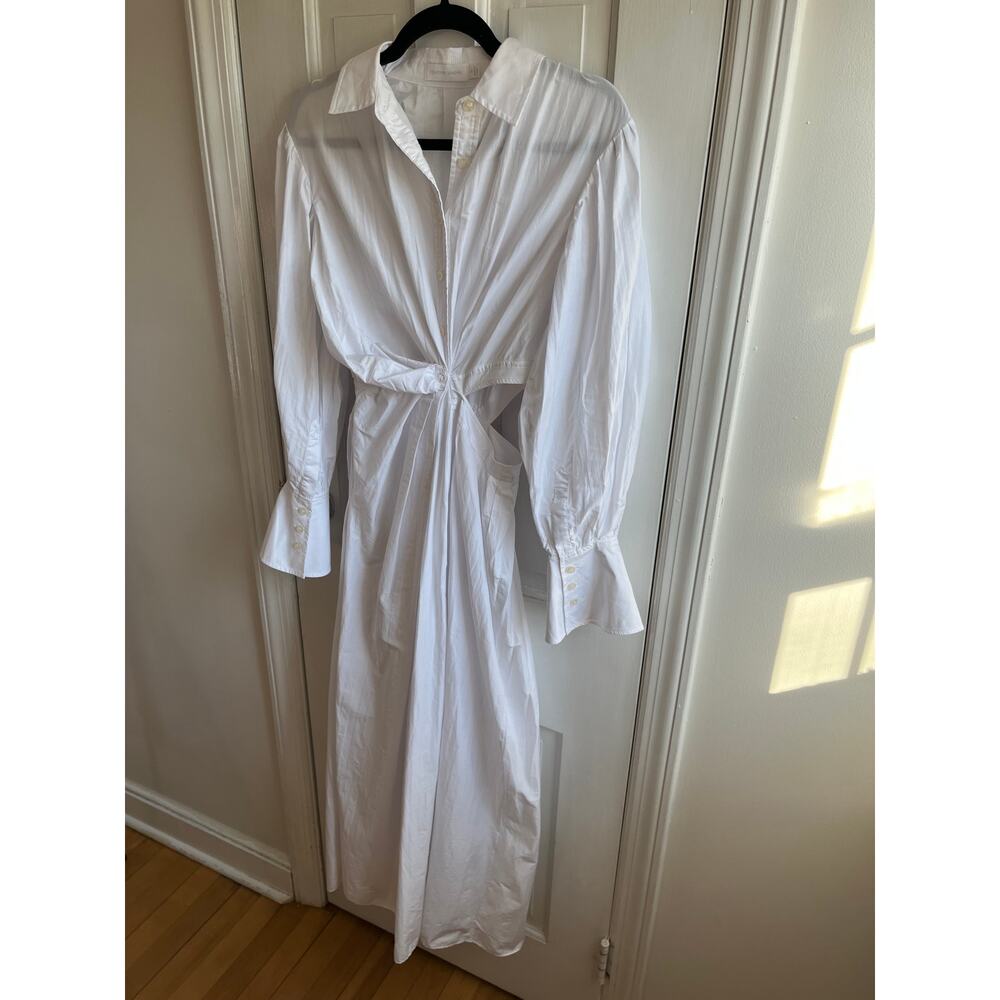Jonathan Simkhai Fraya Plisse Poplin Cutout Maxi Dress White Size 0 Resort - Picture 4 of 7